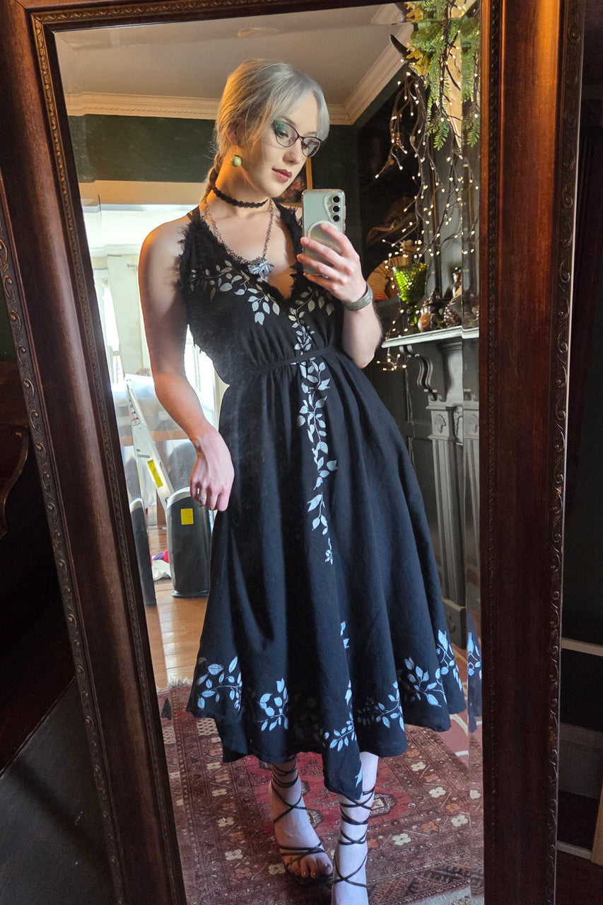 slim fit dress slacks Witchy Dress in Black Velvet (Made to Order) L