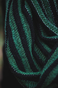 Bog Witch Infinity Scarf, black/green, knit closeup