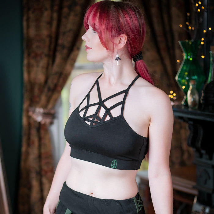 Coven Bralette paired with Moonflower Pants, front view