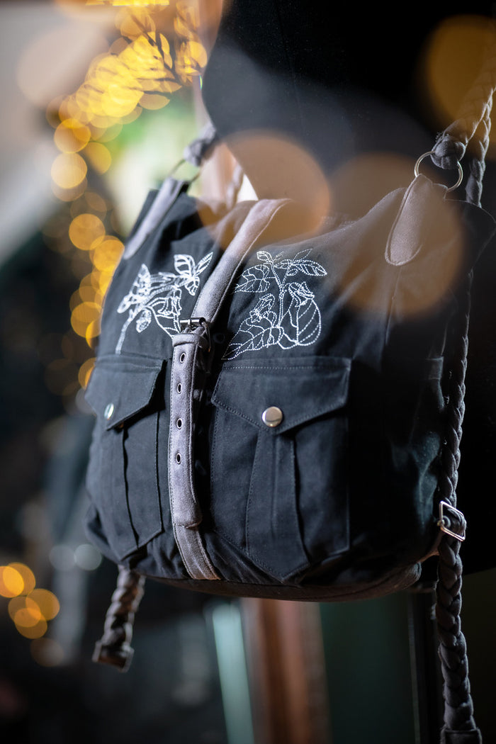 Nightshade Convertible Bag worn as a shoulder tote / purse