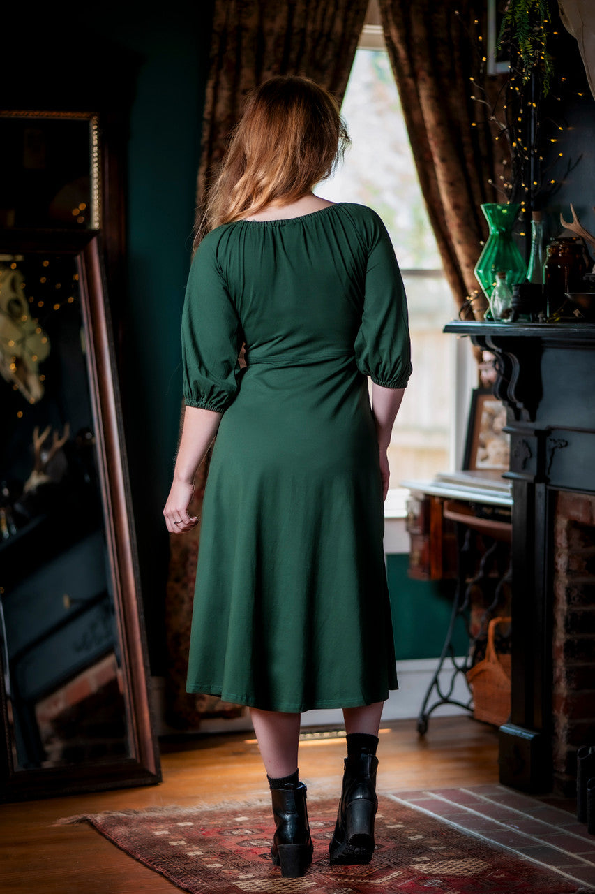 Persephone Summer Dress, Green, back view