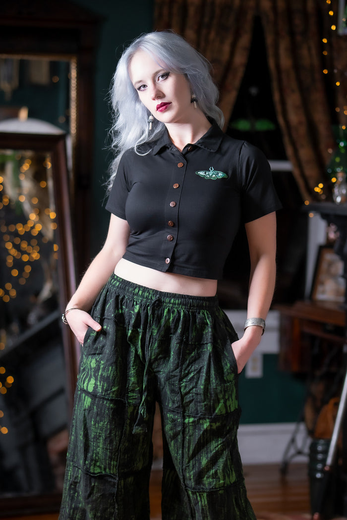 Luna Moth Collared Crop Top