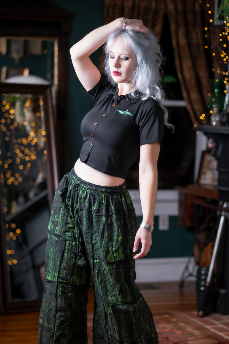 Luna Moth Collared Crop Top