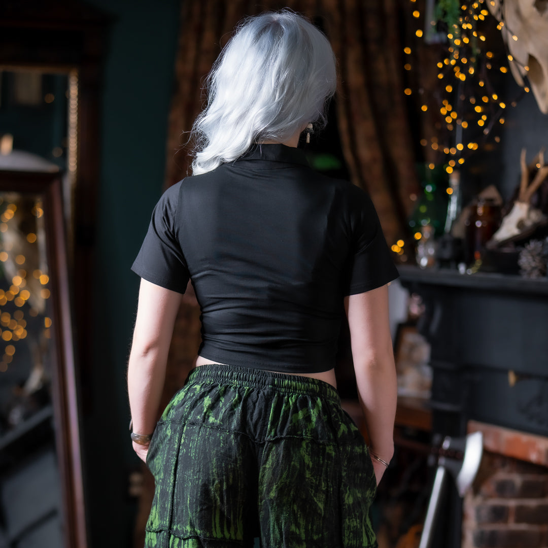 Luna Moth Collared Crop Top