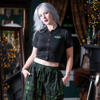 Luna Moth Collared Crop Top