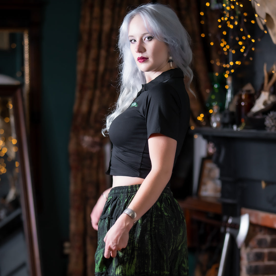 Luna Moth Collared Crop Top