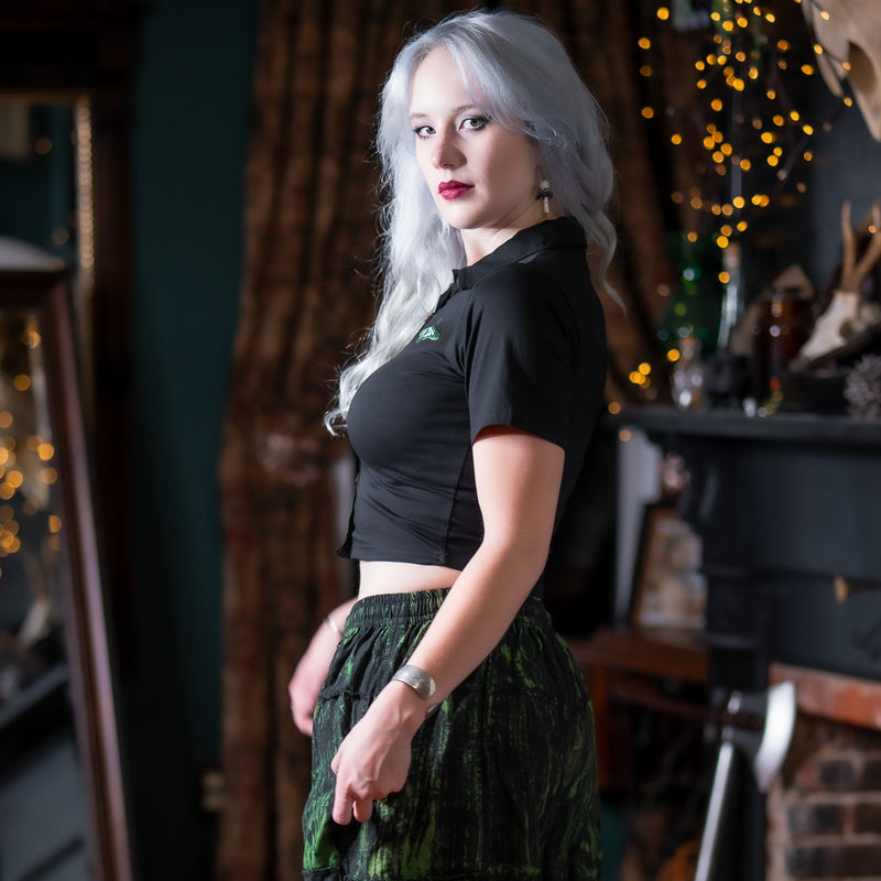 Luna Moth Collared Crop Top