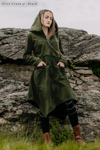 Necromancer's Coat in olive green (main color) and black (secondary color)