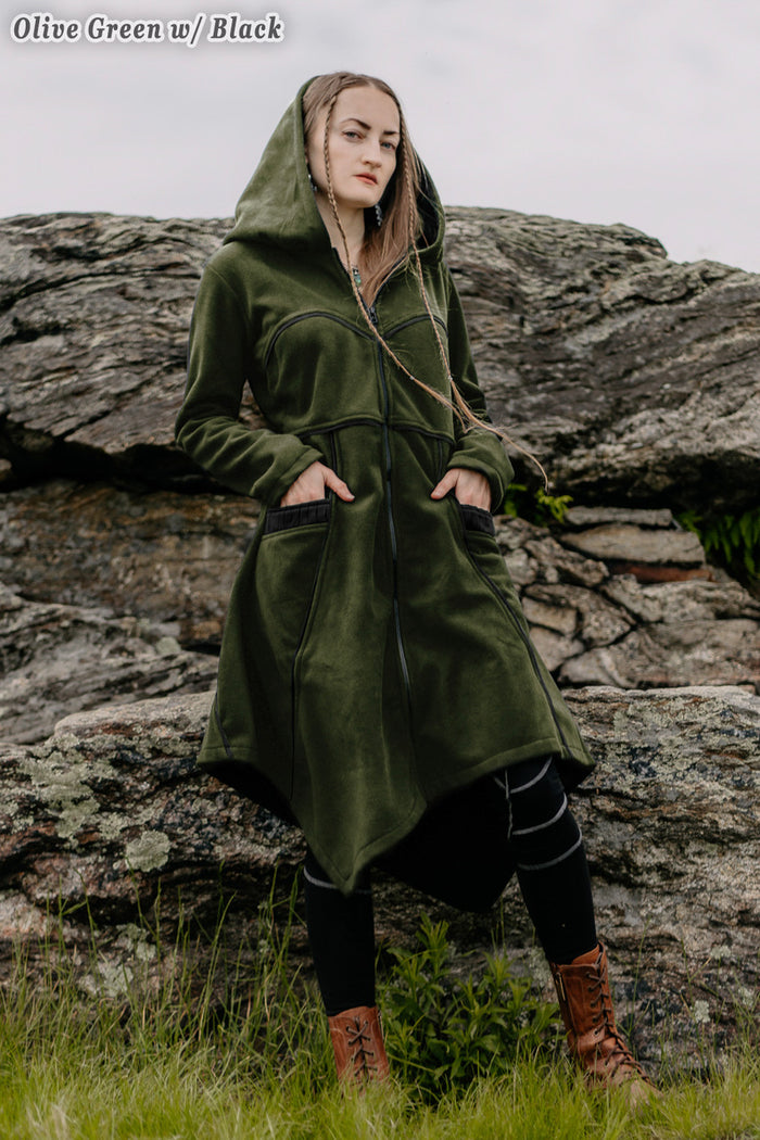 Necromancer's Coat in olive green (main color) and black (secondary color)